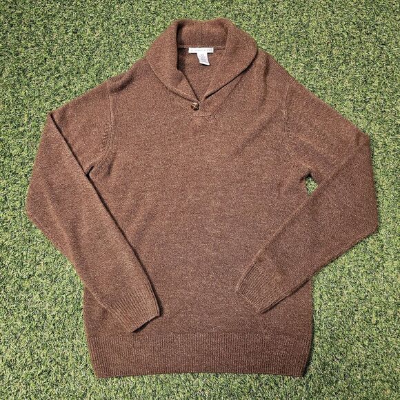 Vintage Geoffrey Beene Shawl Collar Sweater Mens Sz Medium Brown Soft - Picture 1 of 7